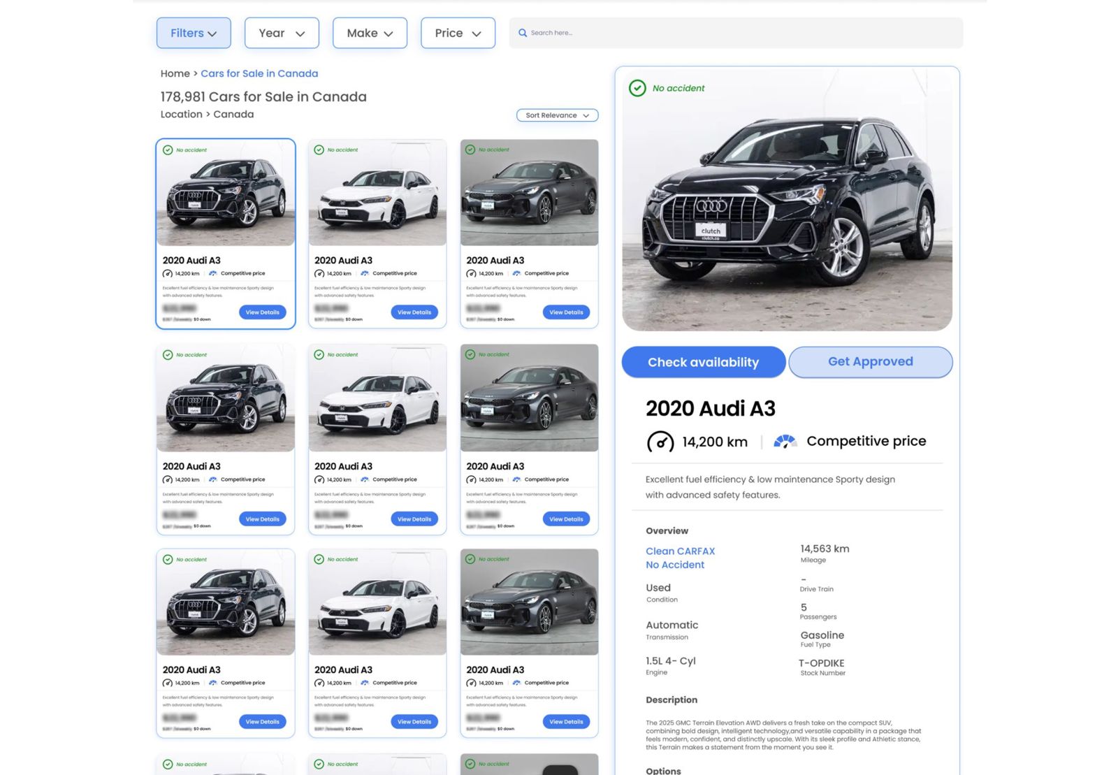 Autobon vehicle rental sales page design